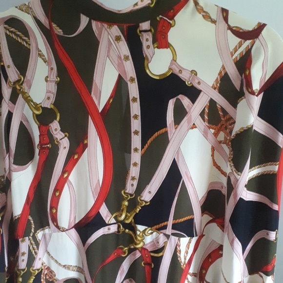 Zara Equestrian Scarf Print Mini Dress Sz M - Picture 3 of 6